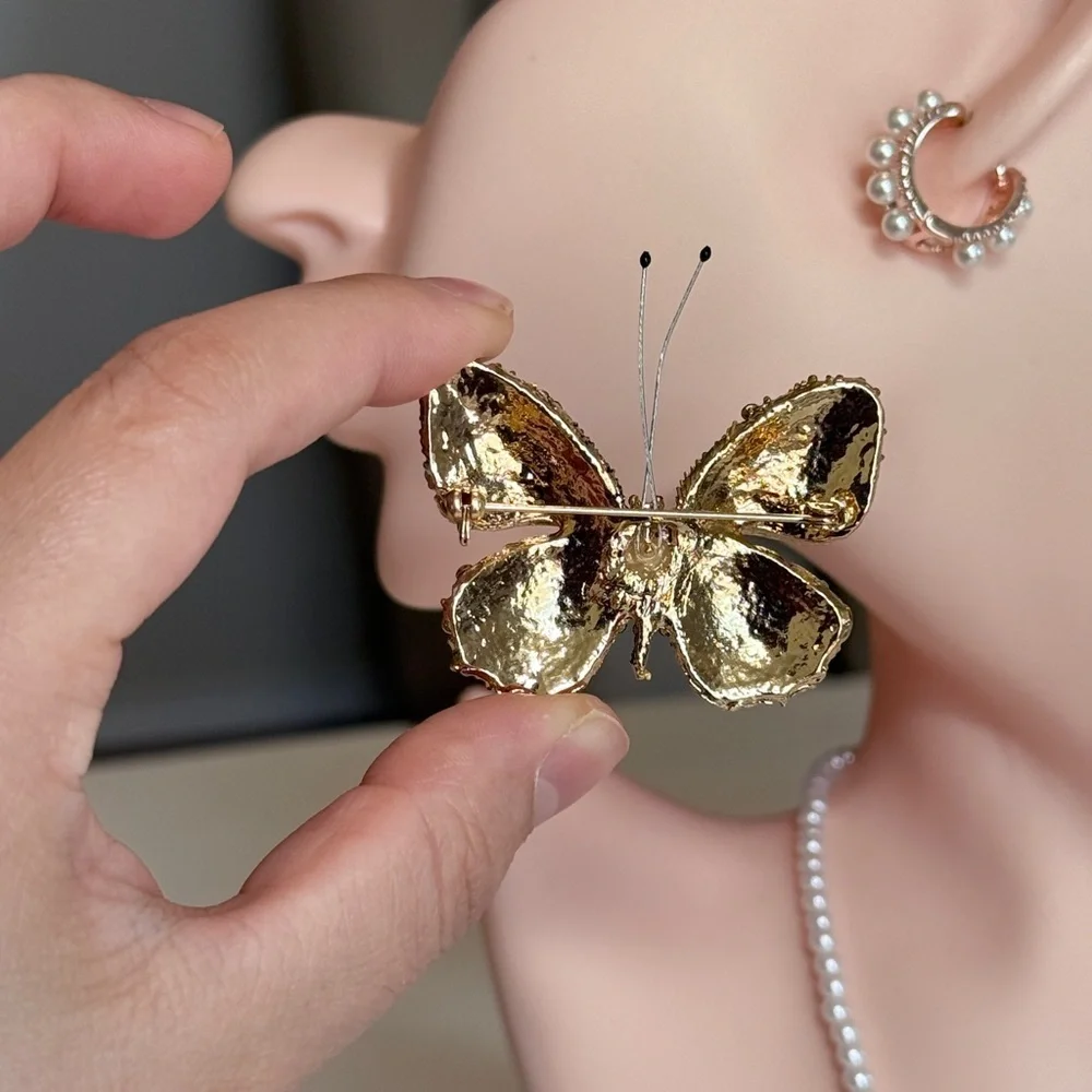 Multicolor Butterfly Crystal Brooch